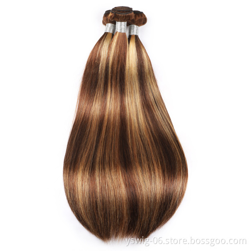 12A Russian Hair weft Double drawn 100g Straight Piano Color Mix Brown Blonde Bundles Virgin Human Hair Extensions